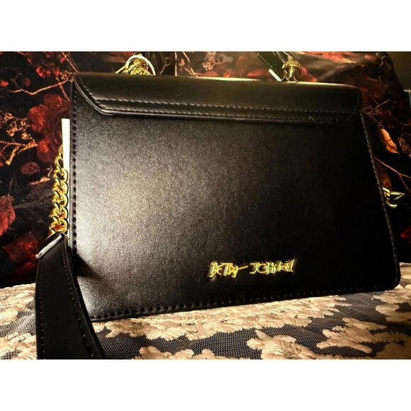 Betsey Johnson Cherry Crossbody Bag Black Red Heart Charm NWT - Picture 6 of 9